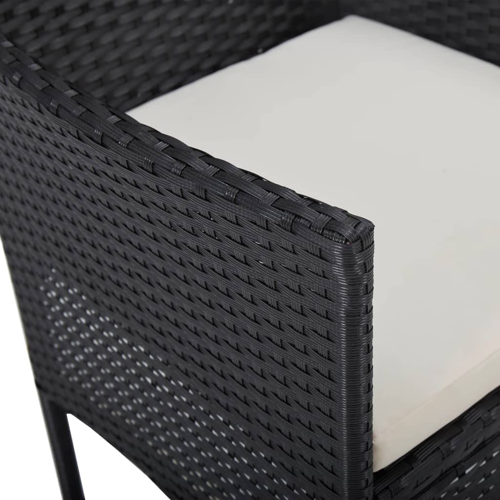 vidaXL Lot de 2 Chaises de Jardin, Fauteuil avec Accoudoirs, Siège de Salon avec Dossier Salle à Manger Extérieur, Résine Tressée Noir