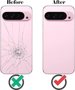 Pixel 9 Pro XL バックガラス 交換用 リアカメラレンズ付き Google Pixel 9 Pro XL 5G バックカバー ガラスハウジング ドア + プレインストール テープ + ツール Pixel 9/9 Proには適しません ローズクォーツ
