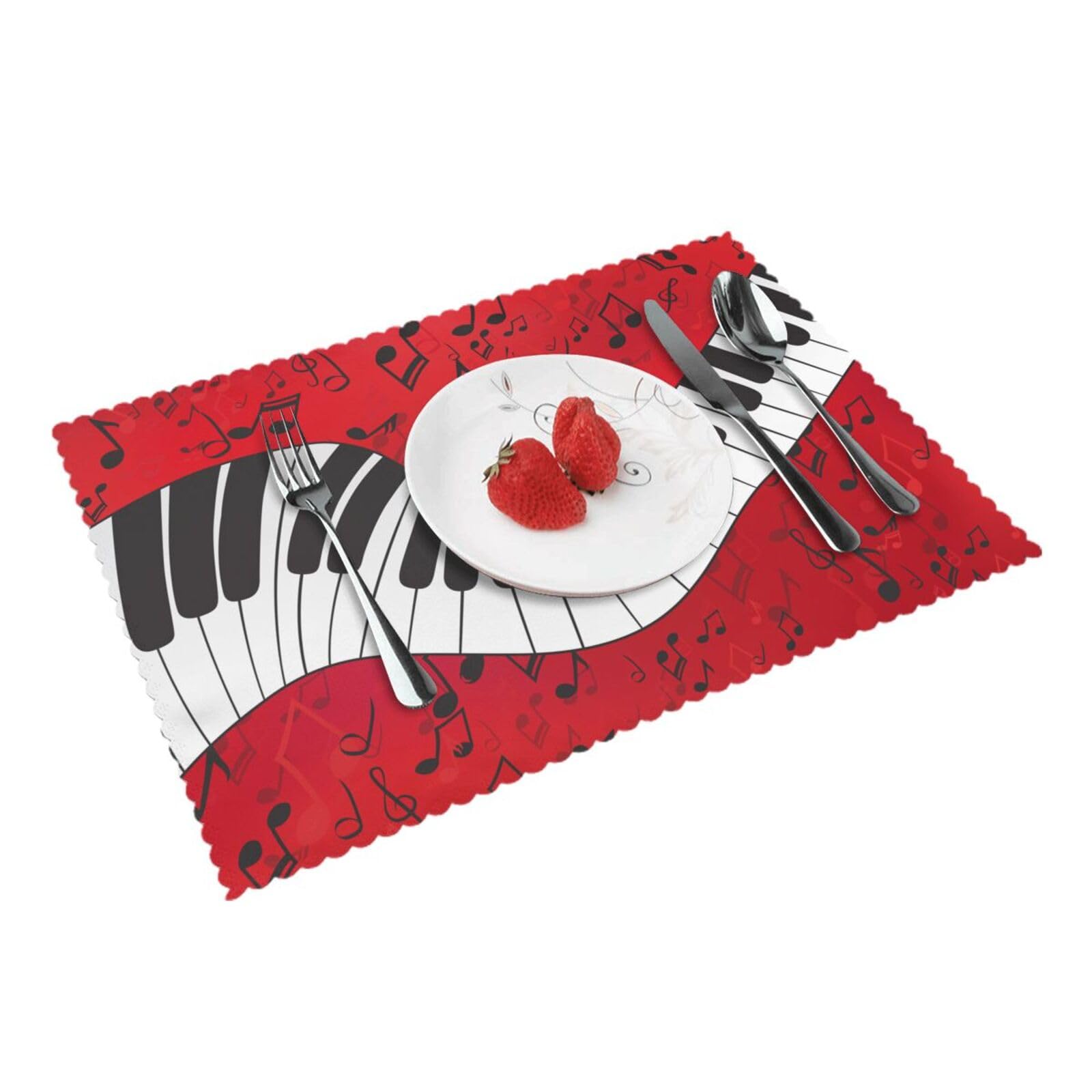 Bnvsadc Music Note Piano 4 Pcs Heat Resistant Placemat 45X30 Cm, Printed Non-Slip Place Mats For Kitchen Dining Table Indoor Outdoor