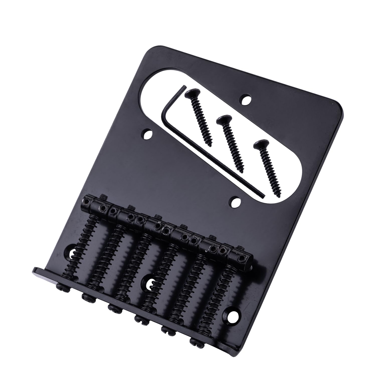 DIAO79NI TL 6-Saddle Top Loader Vintage Bridge for Fender Squier Tele Telecaster Electric Guitar (Black)