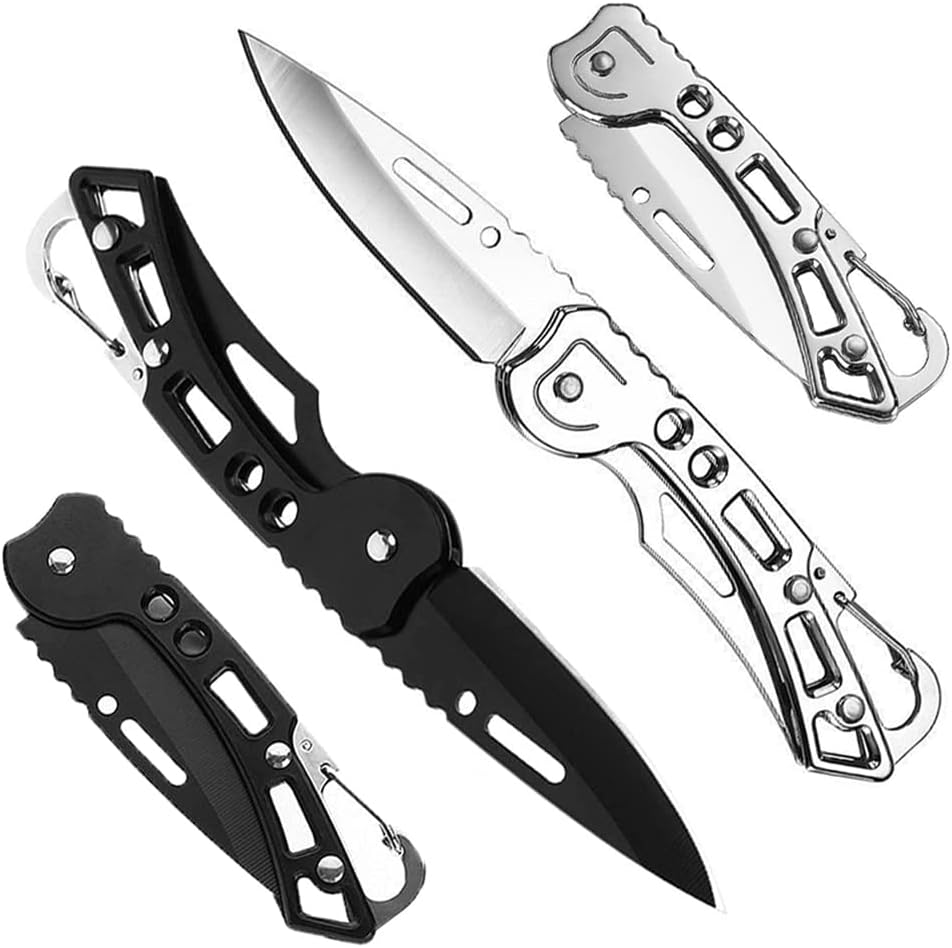 WWZJ 2 Pack Pocket Folding Knife with Deep Carry Pocket Clip for Camping Hiking