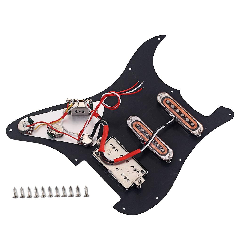 Golpeador SSH precableado para Stratocaster, 3 capas de guitarra eléctrica con juego de pastillas Humbucker, color negro con pastillas Alnico V de bobina única, piezas de repuesto