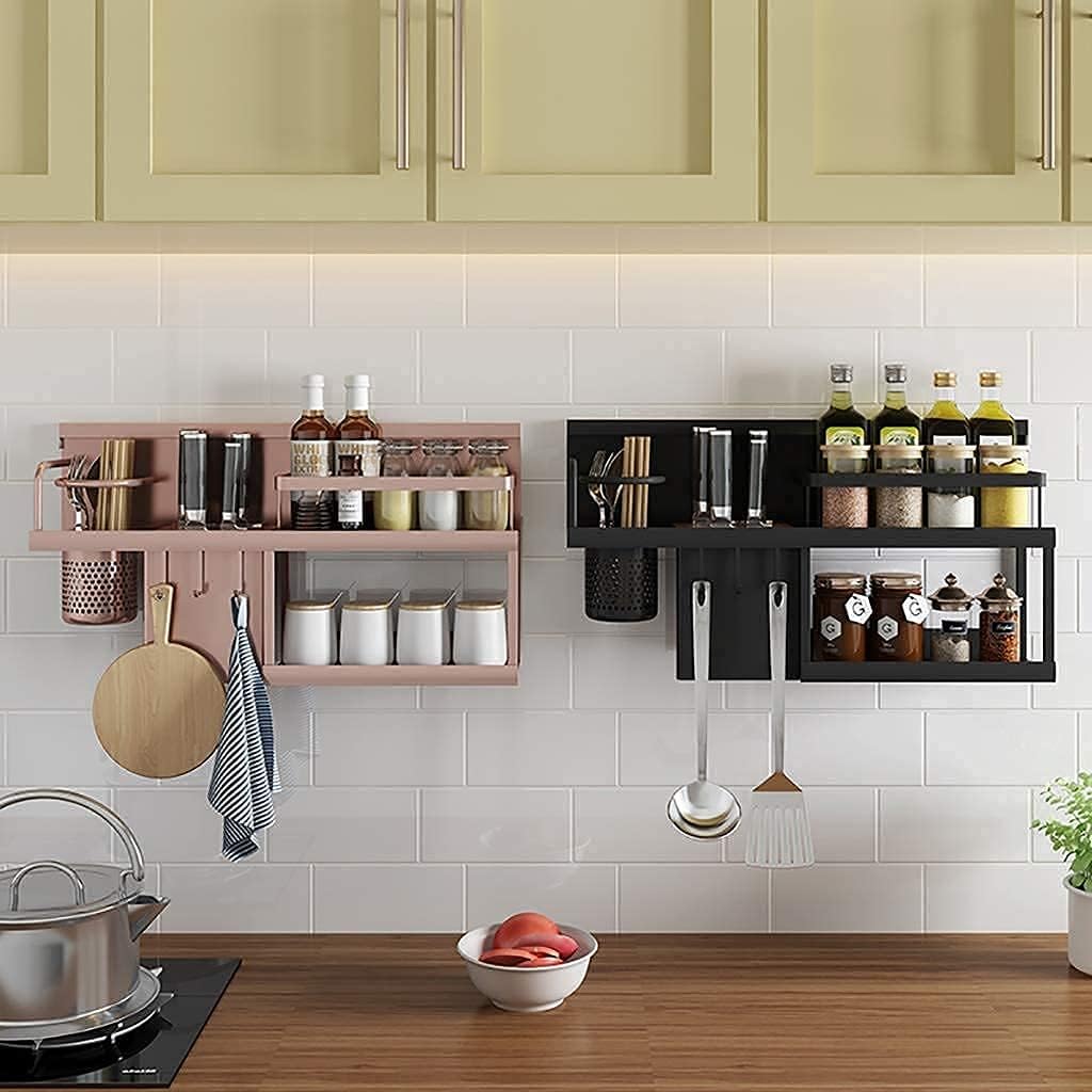 2層スパイスラックオーガナイザー ナイフ器具ホルダーフック付きキッチンウォールマウント調味料ジャー収納棚 缶ボトルの落下を防ぐためのより高いレール 色 黒 調味料 スパイスラック 色 Rose Gold Enviroscapesplus Com 2層スパイスラックオーガナイザー ナイフ器具ホルダーフック付きキッチンウォールマウント調味料ジャー収納棚 缶ボトルの落下を防ぐためのより高いレール 色 黒 調味料 スパイスラック 色 Rose Gold Enviroscapesplus Com