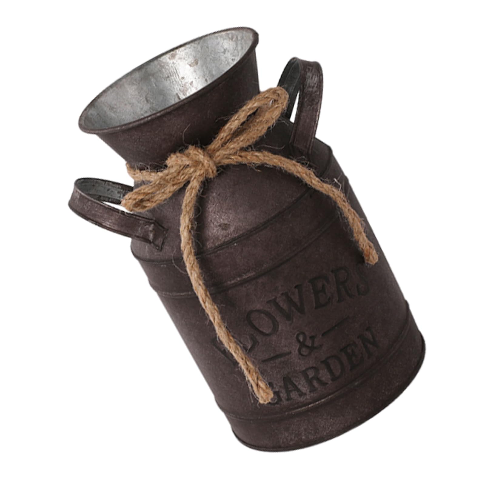 French Country Elegance Iron Vase, Small Primitive Farmhouse Milk Can for Flower Arrangements Country Vase Metal