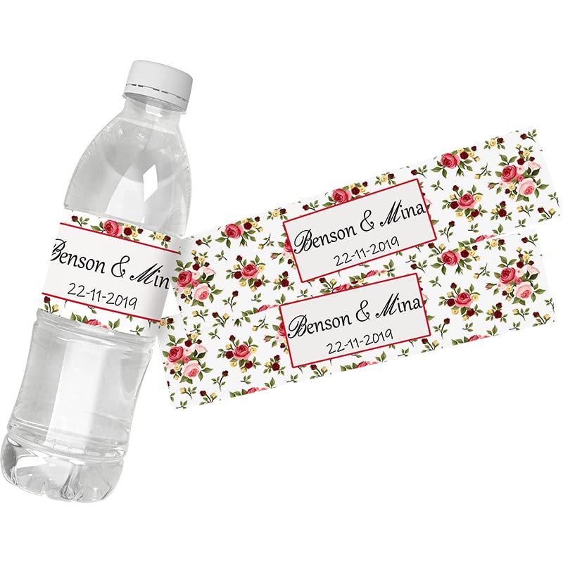 30Pcs Personalized Custom Personalized Floral Wedding Water Bottle Labels Stickers Birthday Anniversary Bride Show Graduation (B)