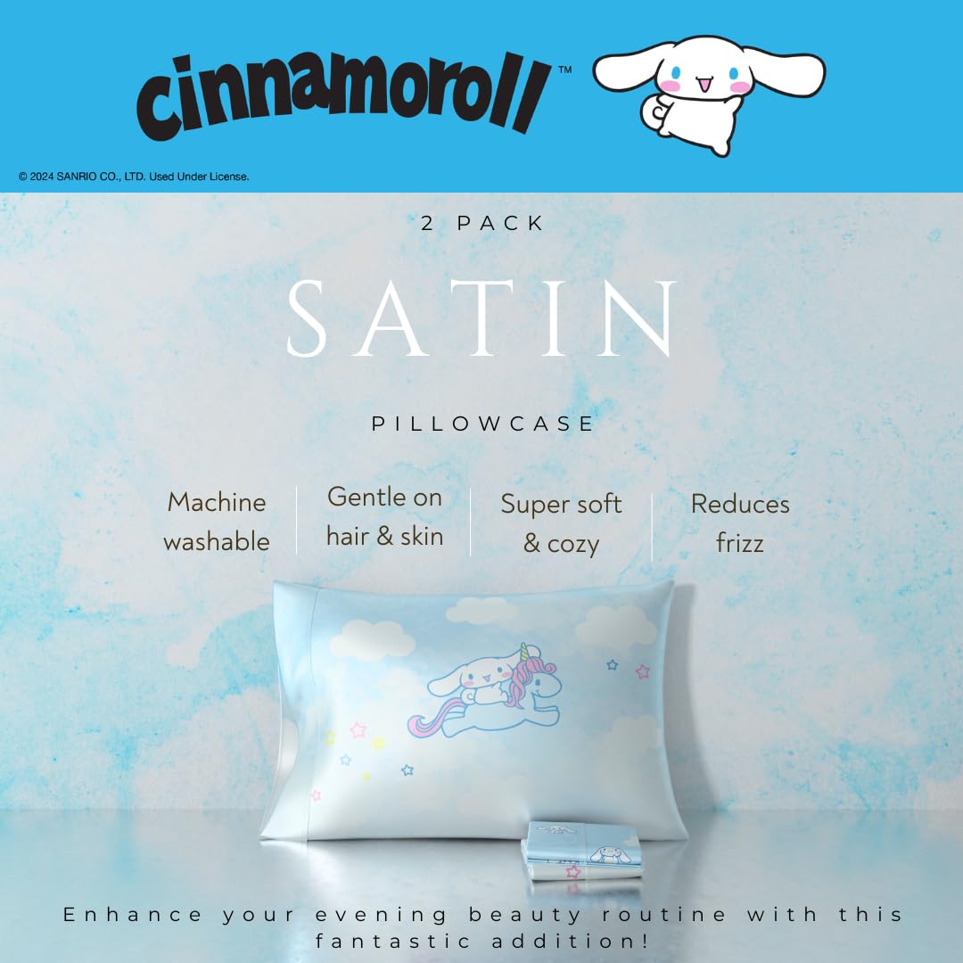 Cinnamoroll Beauty Silky Satin Standard 2 Pack Reversible Pillowcase Cover 20x30 for Hair and Skin (Officially Licensed Product) by Franco Collectibles - Image 2