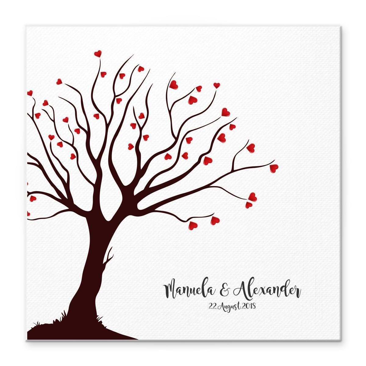 Tela impronta digitale guestbook matrimonio coppia regalo personalizzato sposa, decorazione di nozze, nomi con data. 50x50 cm di grandi dimensioni in legno barella regalo di nozze