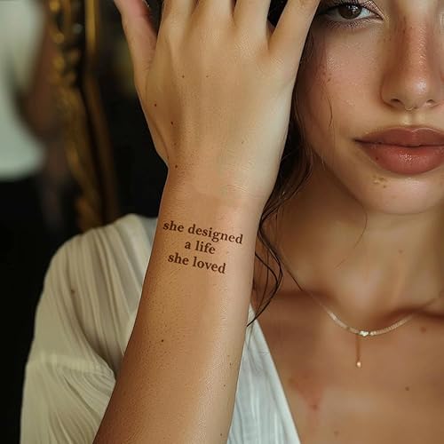 Miniatura 5 de Everjoy - Tatuajes temporales pequeños, realistas, 60 piezas, impermeables; citas, palabras, líneas, flores, hojas, obras de arte para niños,