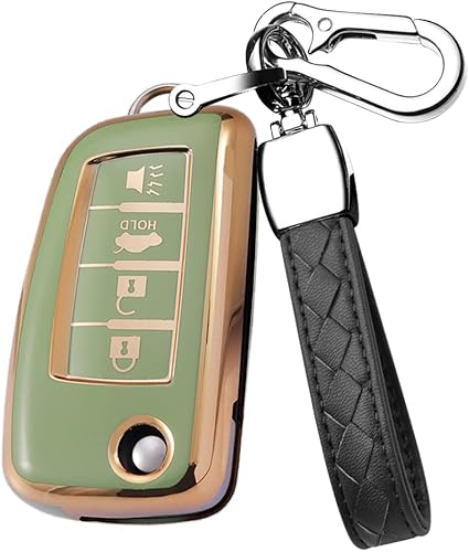 HIBEYO Funda para llavero Nissan Rogue Sport Sylphy Pulsar 2017-2023, funda de TPU con tapa de 4 botones para Nissan Sentra 2021, accesorios con