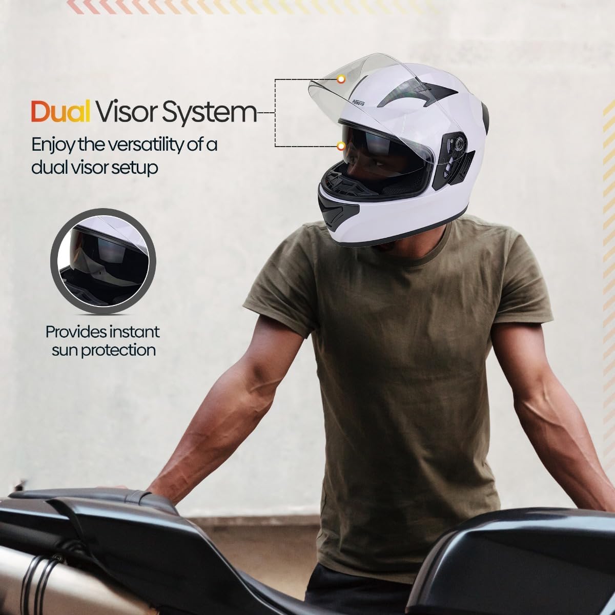 PM-888, Full Face Dual Visor DOT Approved Motorcycle Helmet
