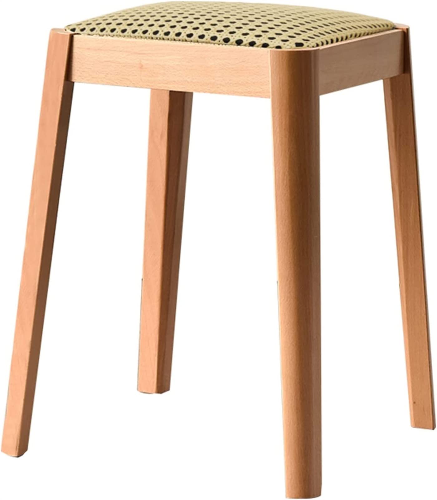 GRDDBZA Vanity Bench with Padded Cushion, Vanity Chair Dining Room Wooden Stool Bedroom Makeup Stool Reception Room Small Stool Wooden Dining Stool Stackable Design(Wood), 30x30x46cm, FPYY2024040817