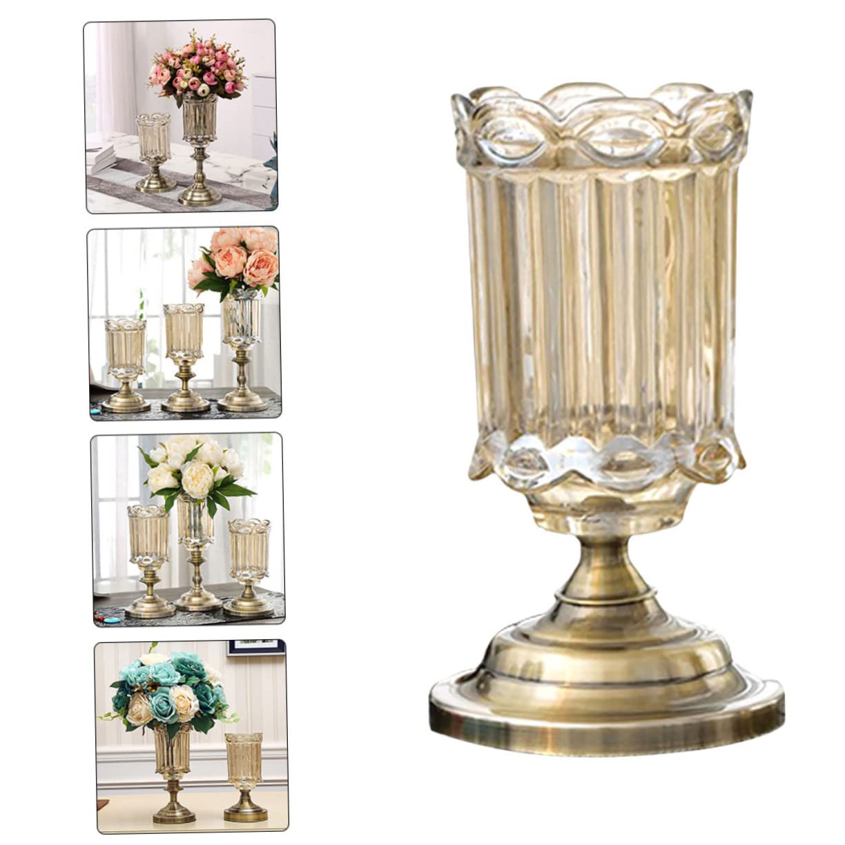 Jarrón de Cristal para Escritorio Decoración Estilo Europeo Creativo y Delicado Florero de Cristal para Sala de Estar Jarrón