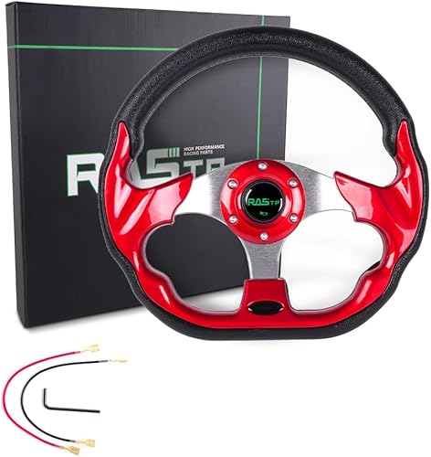 Vista 34 de RASTP Volante de carrito de golf de 12.6 pulgadas/12.598 in para Club Car DS y Club Car Precedent EZGO Yamaha Carritos de golf, rojo Estilo B- Rojo