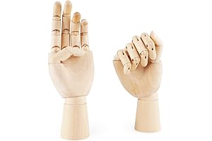 2-Pack Flexible Wooden Artist Hand Mannequin for Sketching and Drawing