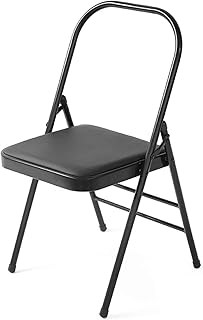 DJFIOSD Silla De Yoga Iyengar Multifuncional, Silla Auxiliar De Yoga Profesional Silla Plegable De Yoga para Principiantes Adecuada para Sala De Yoga, Dormitorio, Sala De Estar,Negro