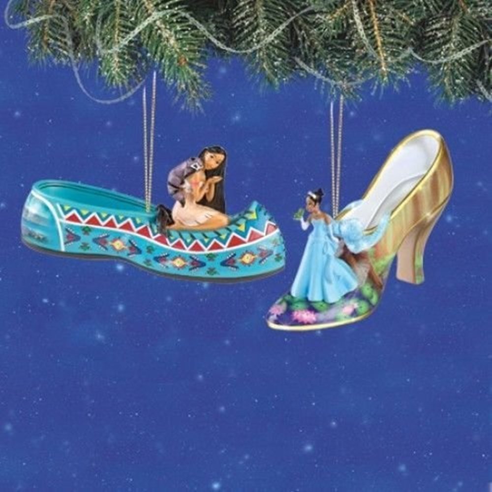 Disney Once Upon a Slipper Ornament Set #5 Pocahontas and Tiana