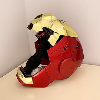 Autoking Iron-Man MK 5 Helmet with Jarvis Voice & Remote&Touch Controlled Open/Close Mask, 1:1Adult Wearable Super Hero Mask&Movie Prop for Halloween&Birthdayand&Christmas（Golden）