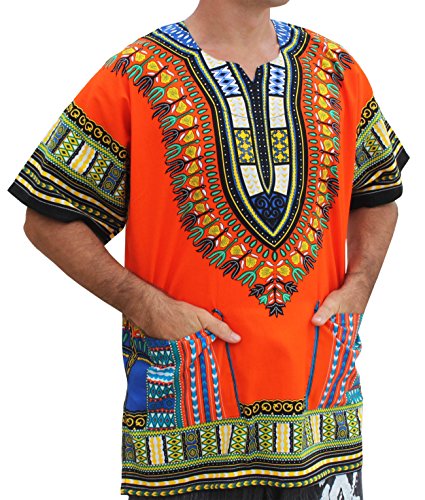 RaanPahMuang Traditional African Dashiki Shirt in Light Thin Grade Batik Cotton