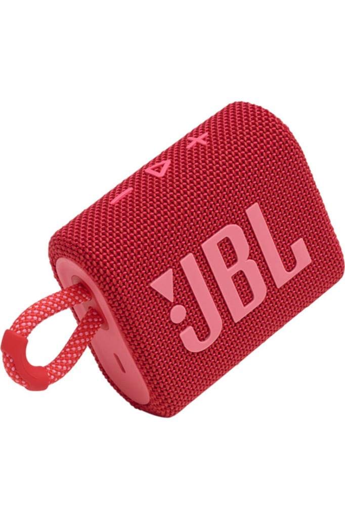 JBL Go 3 Portable Waterproof Speaker with Pro Sound, Powerful Audio, Punchy Bass, Ultra-Compact Size, Dustproof, Wireless Bluetooth Streaming, 5 Hours of Playtime - Red, JBLGO3RED, Small