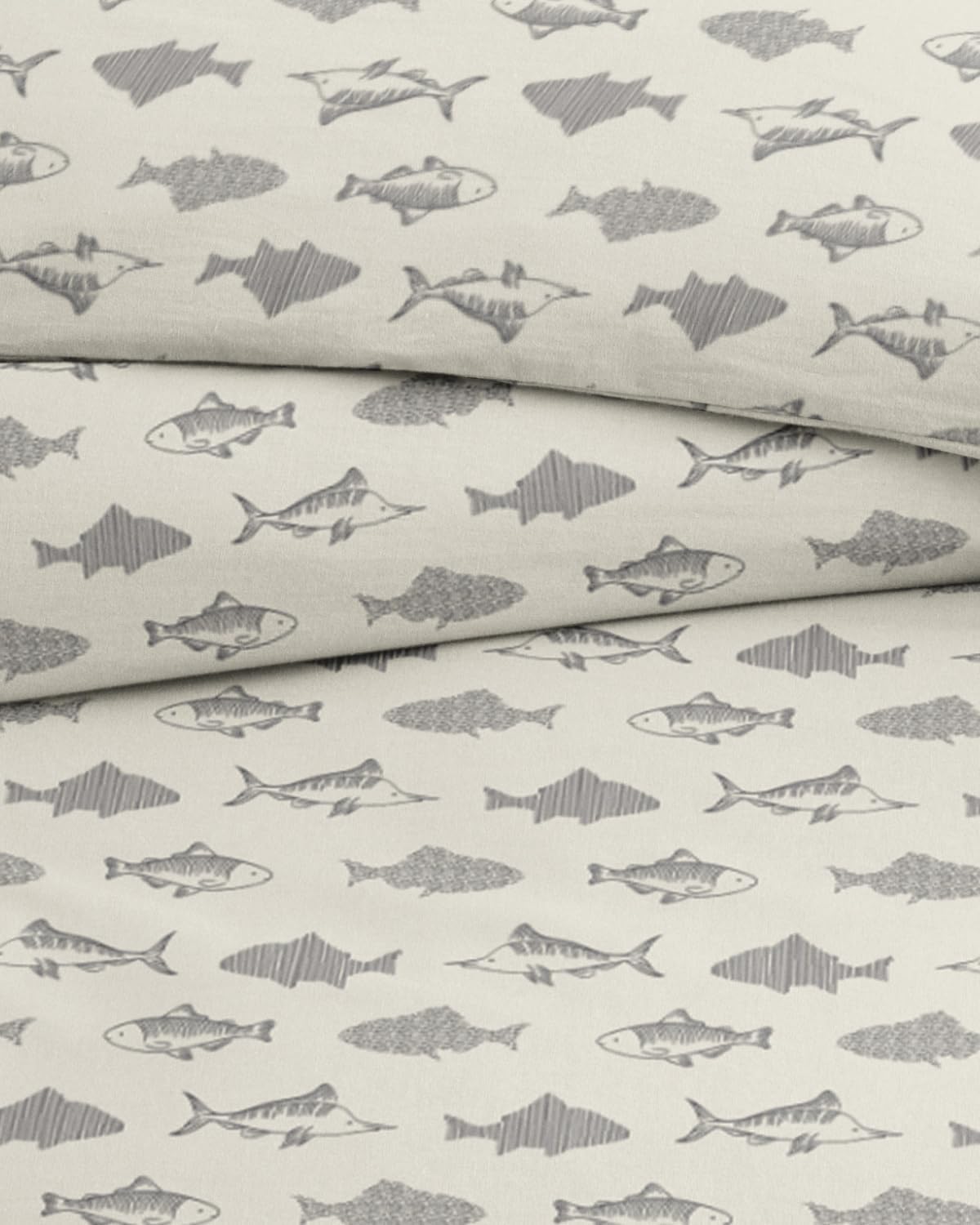 Kids Duvet Cover Set Queen Size - 3 Piece Fish Microfiber Duvet Cover Set & 2 Pillow Shams w/ Zipper Closure & Ties - Easy-Care - Super Soft, Cute & Cozy Bedding Set for Kids, Boys, Girls and Teens