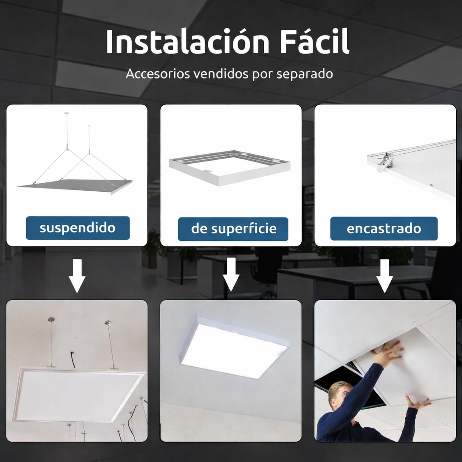 Europalamp - 12 paneles LED Premium Ultra Slim 600 x 600 40 W, blanco neutro 4000 K