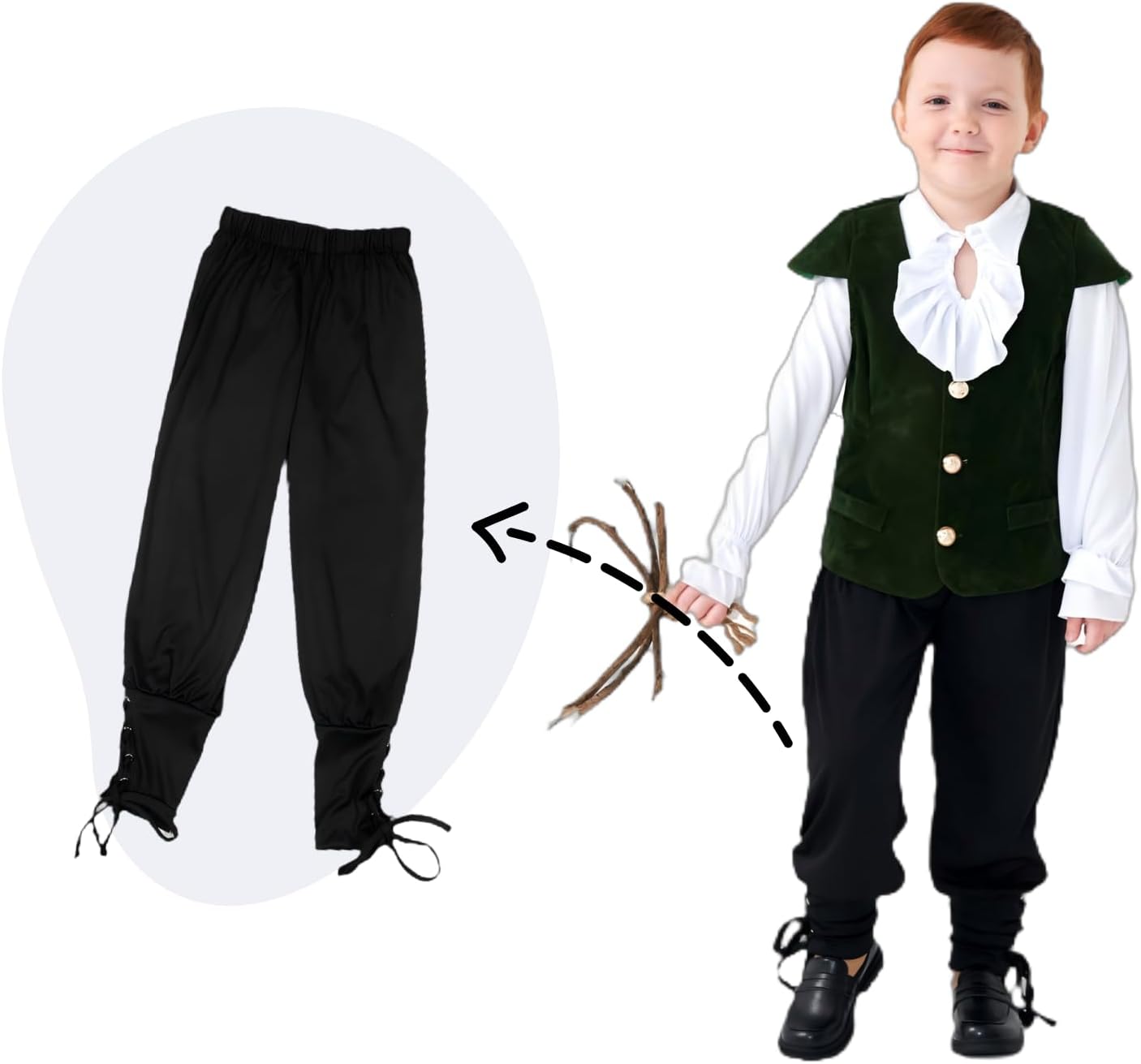 GRAJTCIN ボーイズ 中世アンクルパンツ ルネッサンスバイキング 海賊コスチューム ハロウィン コスプレ ゴシックパンツ