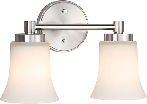 XiNBEi Lighting XB-W1235-2-BN - Lámpara de pared moderna con vidrio, níquel cepillado, 2 luces