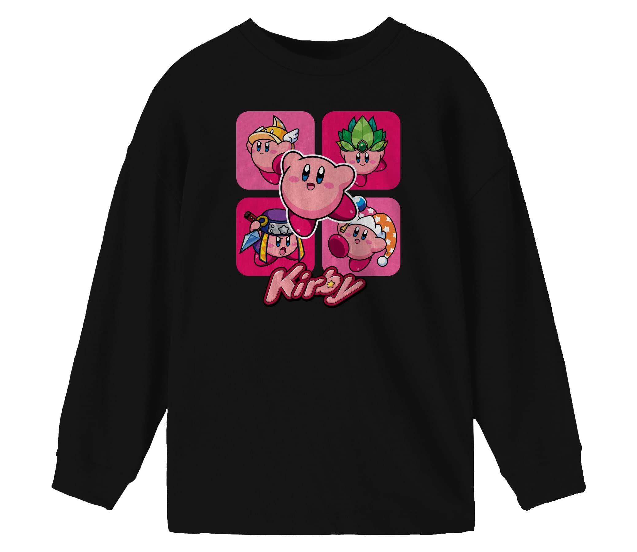 Kirby Ability Panels Boy's Black Long Sleeve Shirt-XS