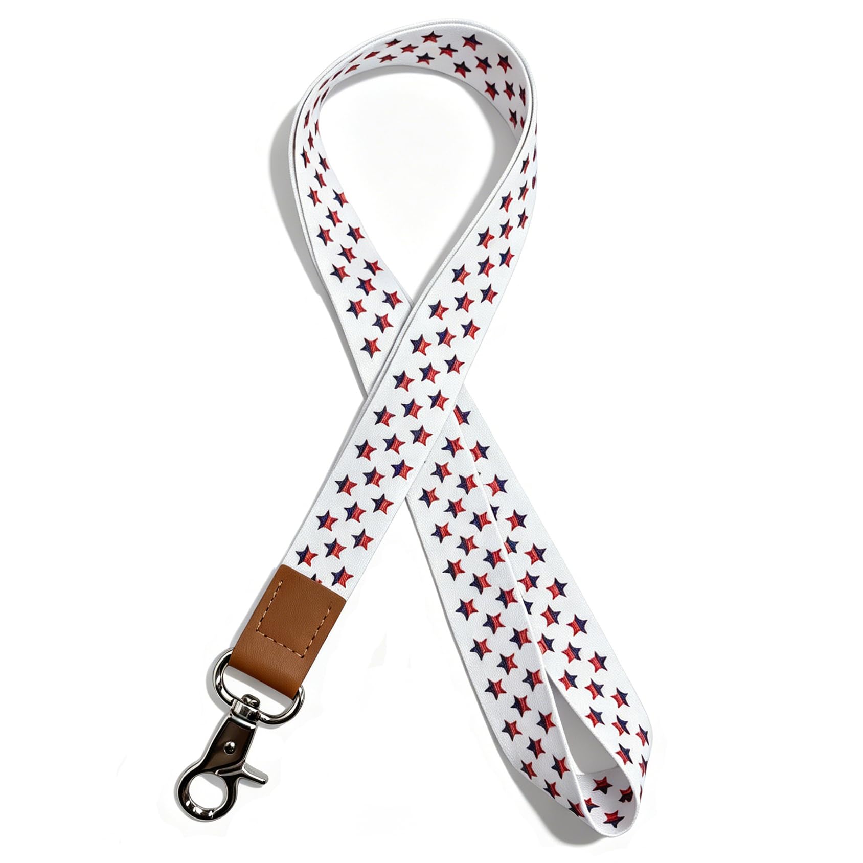 Lanyard for Keys and ID Badges, Neck Lanyard with Metal Clasp, Polyester Lanyard with Leather Accent