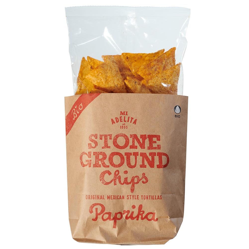 Mi Adelita Stone Ground Tortilla Chips Paprika 150g / Natural Corn Tortilla Nacho Chips with Paprika Flavour, Mexican Snacks