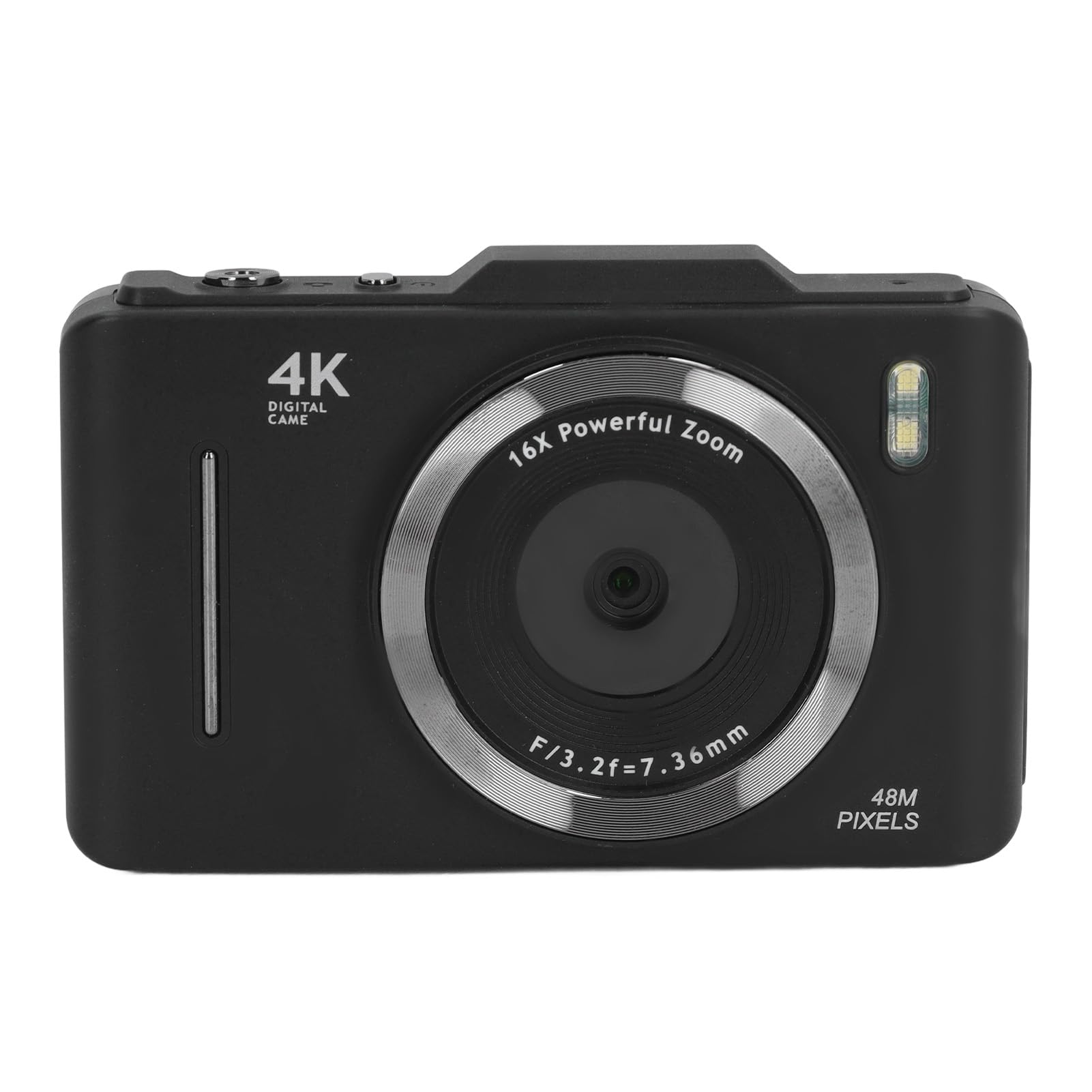 Juroupi Black Pocket Digital Camera, 16X Digital Zoom 48Mp Compact Camera Speaker And Microphone For Travel (Black)