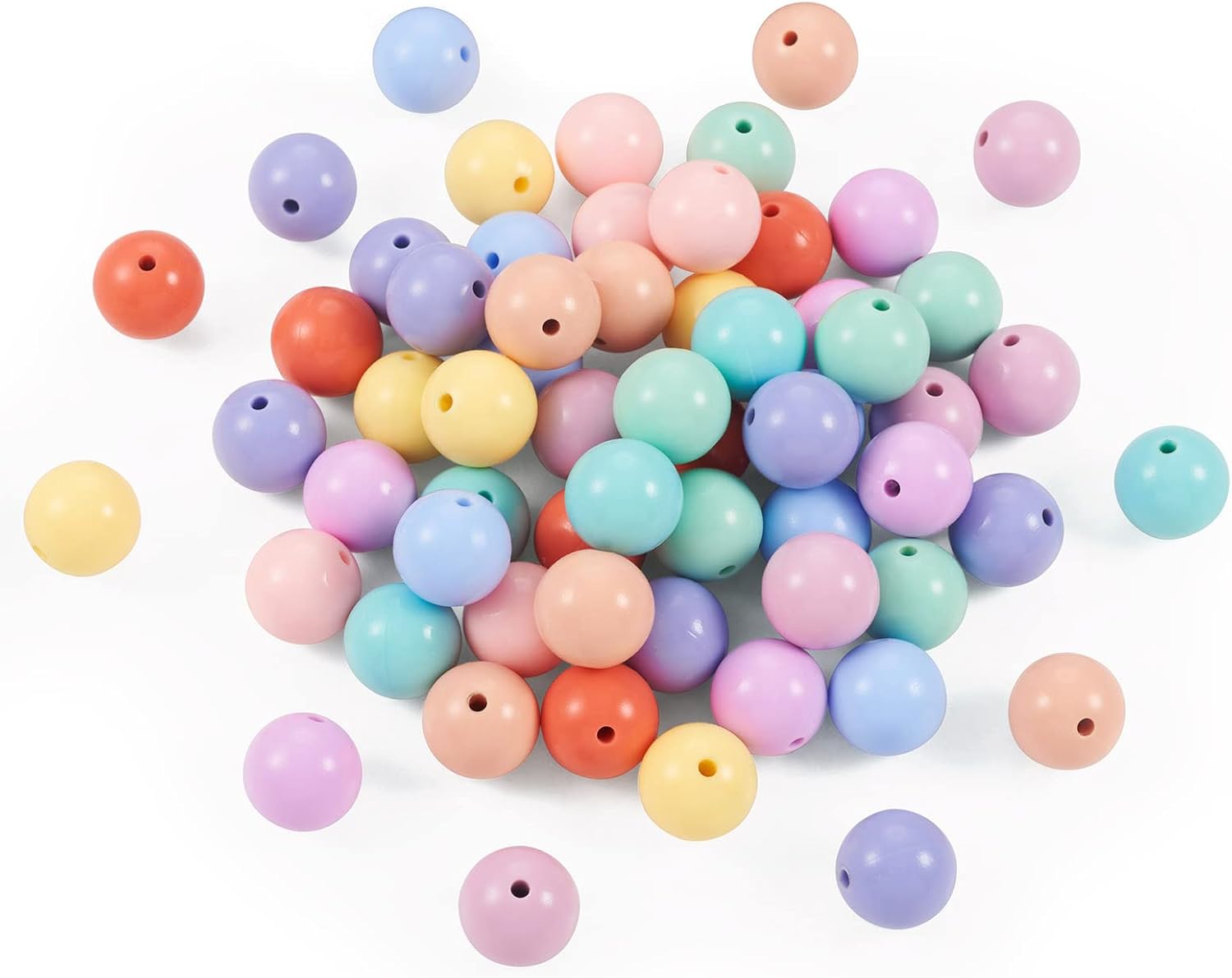 Craftdady 100Pcs Silicone Beads for Pens Silicone Focal Beads 15mm Round Rubber Beads Silicone Beads for Keychain Making Lanyards Bracelet Beads for DIY Craft Jewelry Making