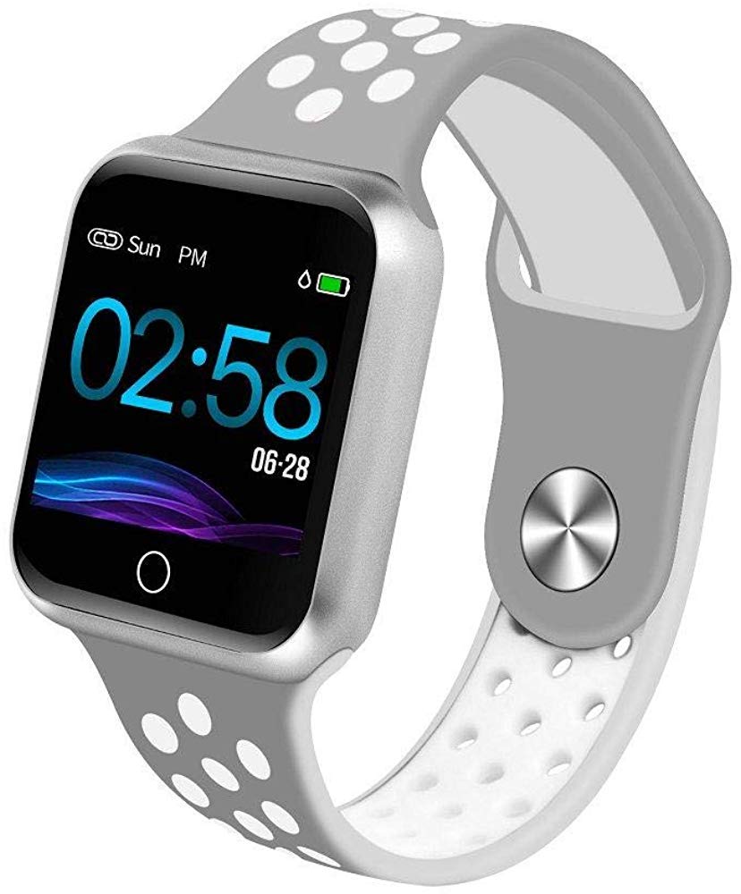 Smart Watch Nylon Sport Band Smart Watches Smart Watch Pedometer Heart Rate Blood Pressure Monitor Smartwatch IP 67 Water of Smart Watches for Men Women@White_Silver_China ساعة ذكية