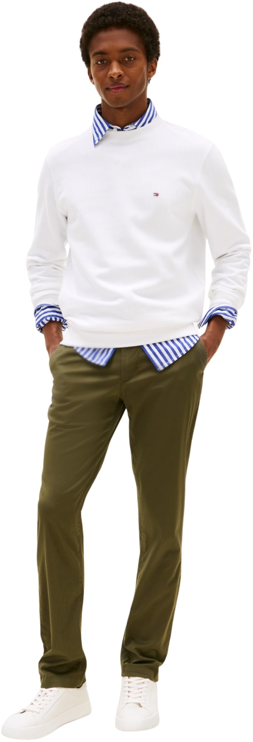 Tommy Hilfiger Uomo Pantaloni Chino Denton Printed Structure Straight Leg Fit