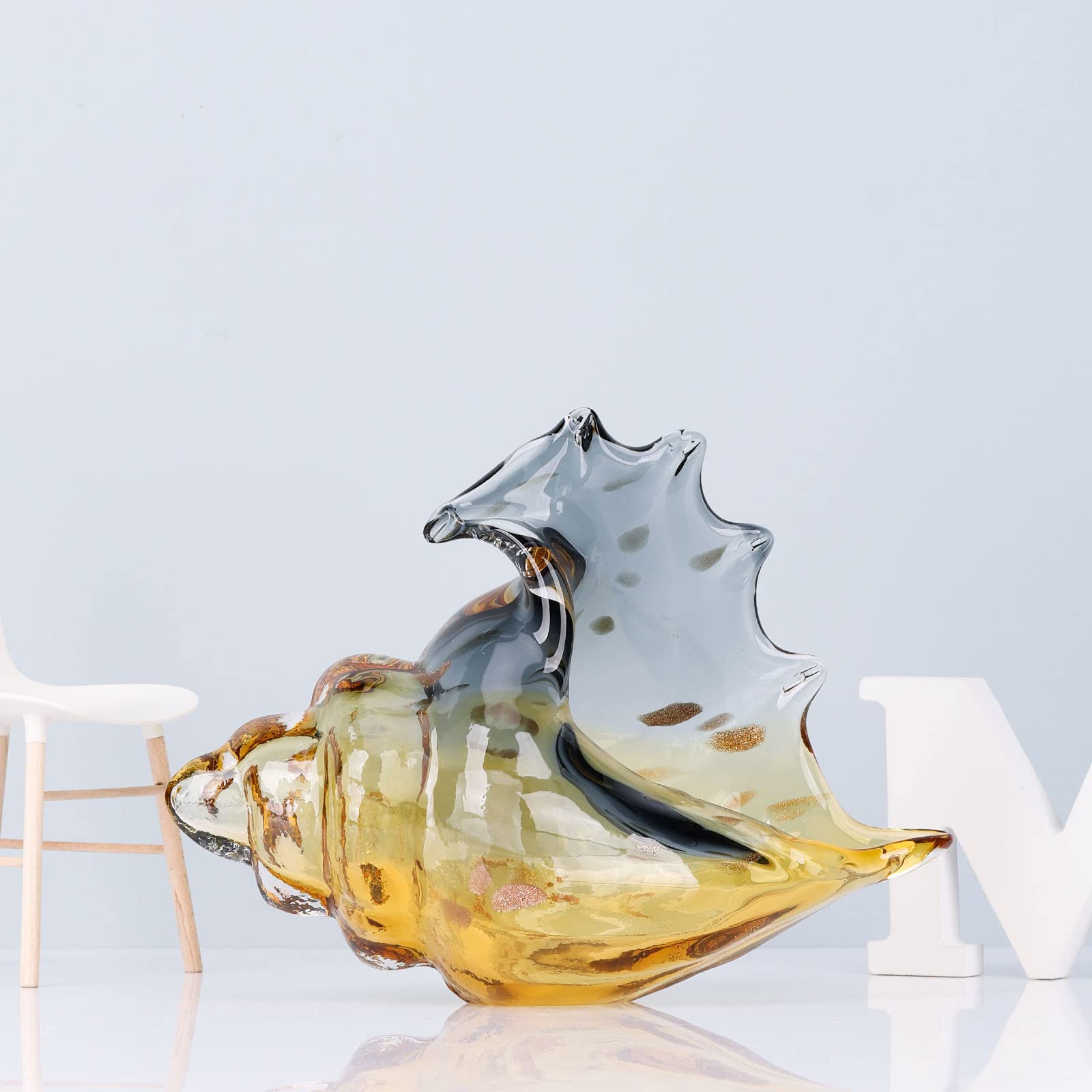 Amazon.co.jp: XMGZQ 手吹きガラス巻き貝像、ガラスアートの置物、貝殻