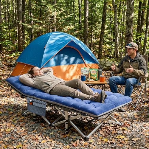 Image of ABORON XXL Camping Cot for Adults 900LBS - 78 inchx32 inch Oversized Folding Bed with Mattress Pad, Heavy Duty 1200D Oxford Outdoor Cot with Carry Bag