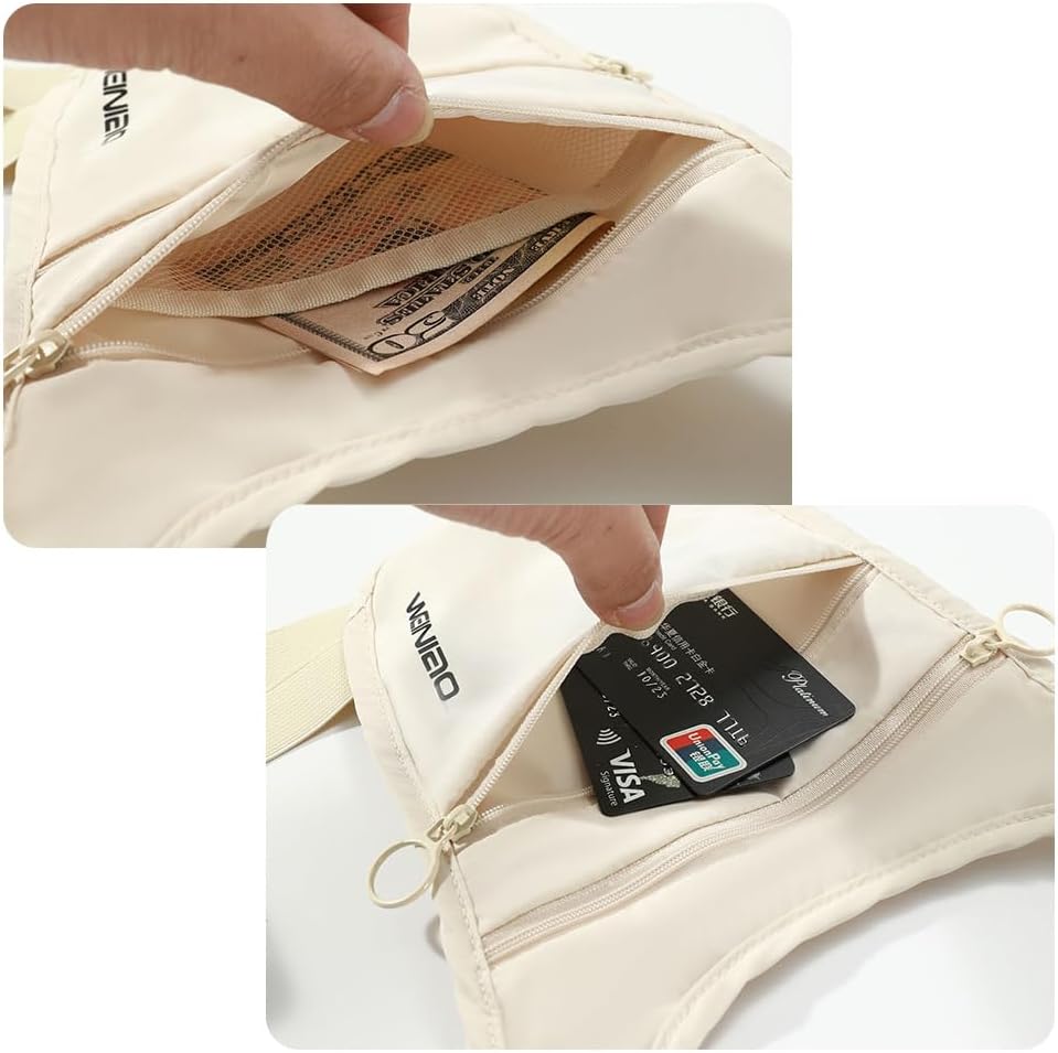 Money Belt for Travel Hidden Under Clothes, Anti-Theft Passport Holder & Travel Wallet Pouch for Men & Women (black)