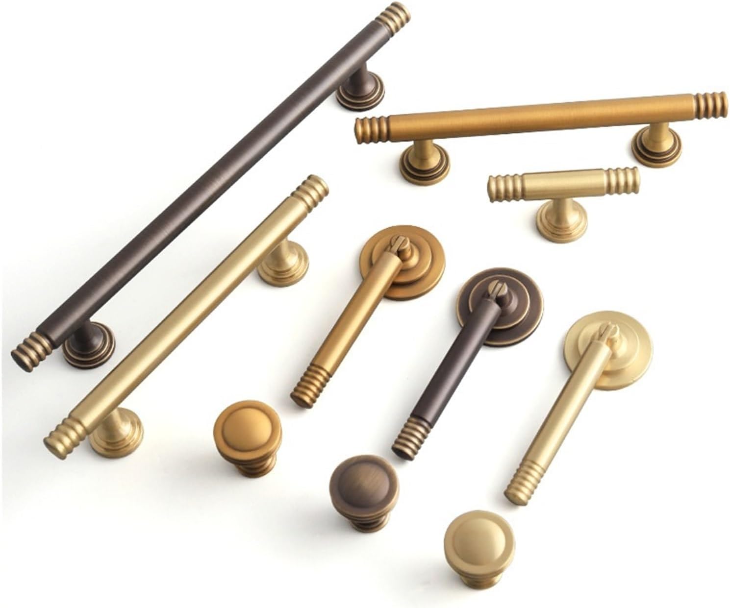 Simple Light Luxury Brass Brass Cabinet Wardrobe Door Drawer Ring Pendant Hanging Handle (Size : 1035 128 Copper Coffee)