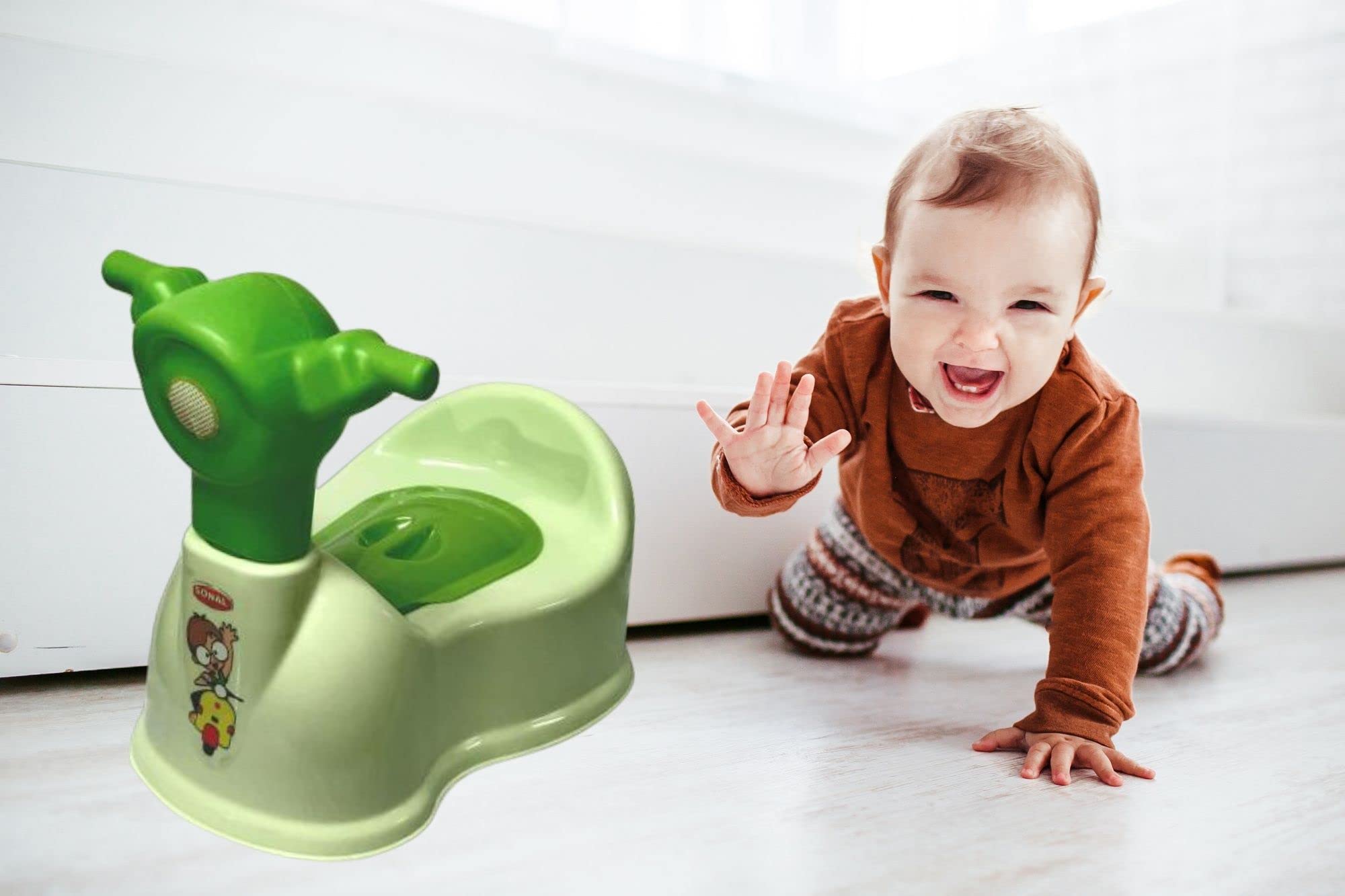 aaKaR Sonal - Baby Scooty - Baby Toilet Trainer Potty Seat with Removable Tray, Lid Cover (Green) 1