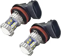 Ruiandsion 2 lâmpadas de LED H8 H11 super brilhantes 3030 20SMD com projetor para luz diurna DRL ou faróis de neblina, brancas