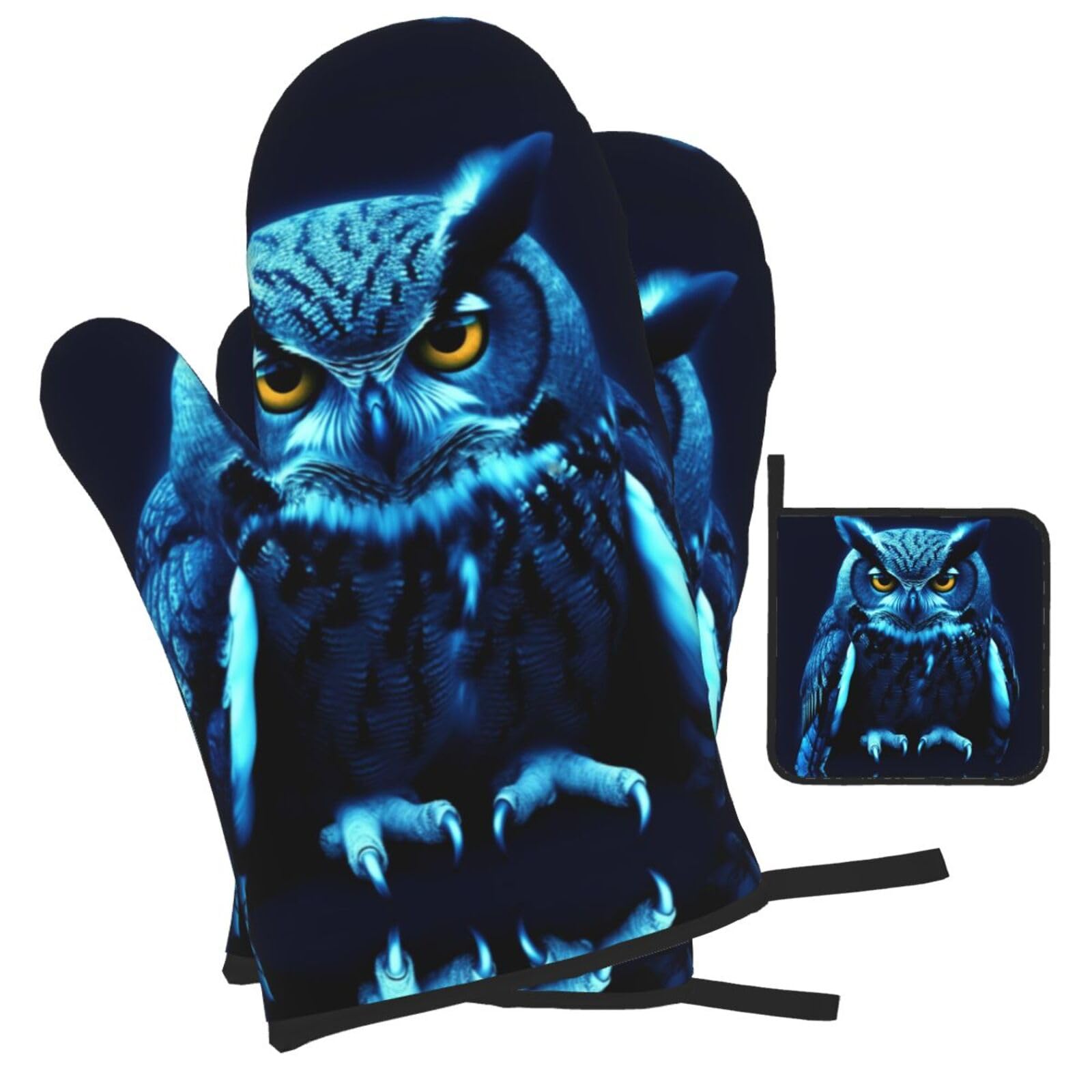 Eulen Ofenhandschuhe - Rutschfeste & Hitzebeständige Backhandschuhe (1 Paar)