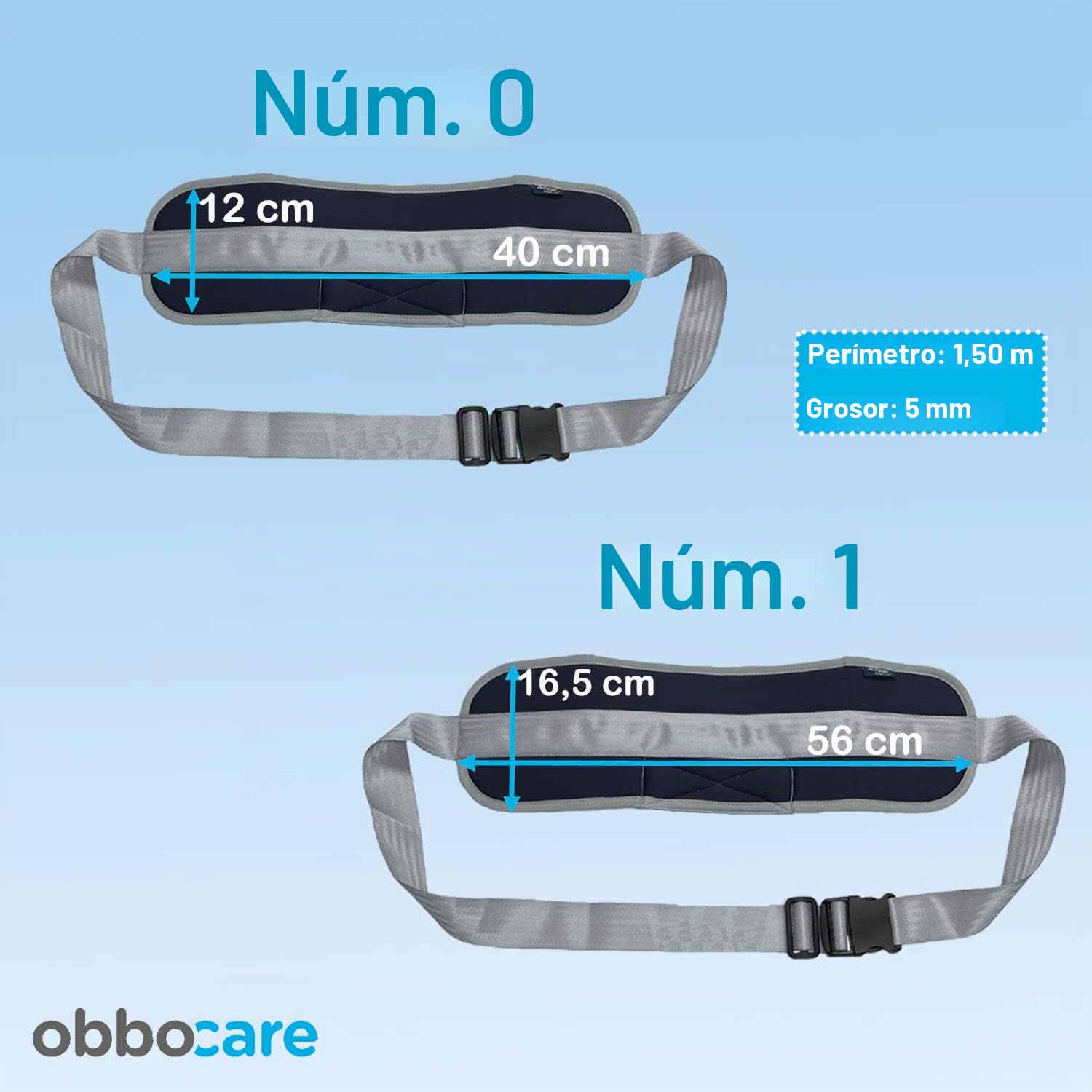 Obbocare - Cinturón Abdominal Para Sujeción De Tronco En Silla De Ruedas. Cinturón De Sujeción Con Cierre Con Clip Y Rápido Ajuste. Anticaídas. Talla 0