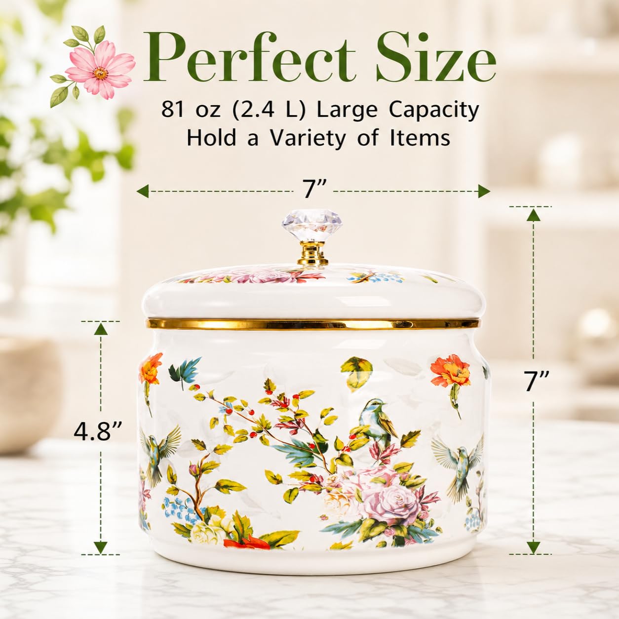 Amazon.com: Elsjoy 81 oz (2.4 L) Vintage Enamel Canister with Lid