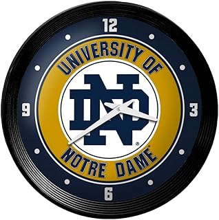 The Fan-Brand for Notre Dame Fighting Irish Ribbed Frame Wall Clock - Team Bar Sign Décor: Home, Dorm, Garage, Office, Fan Cave