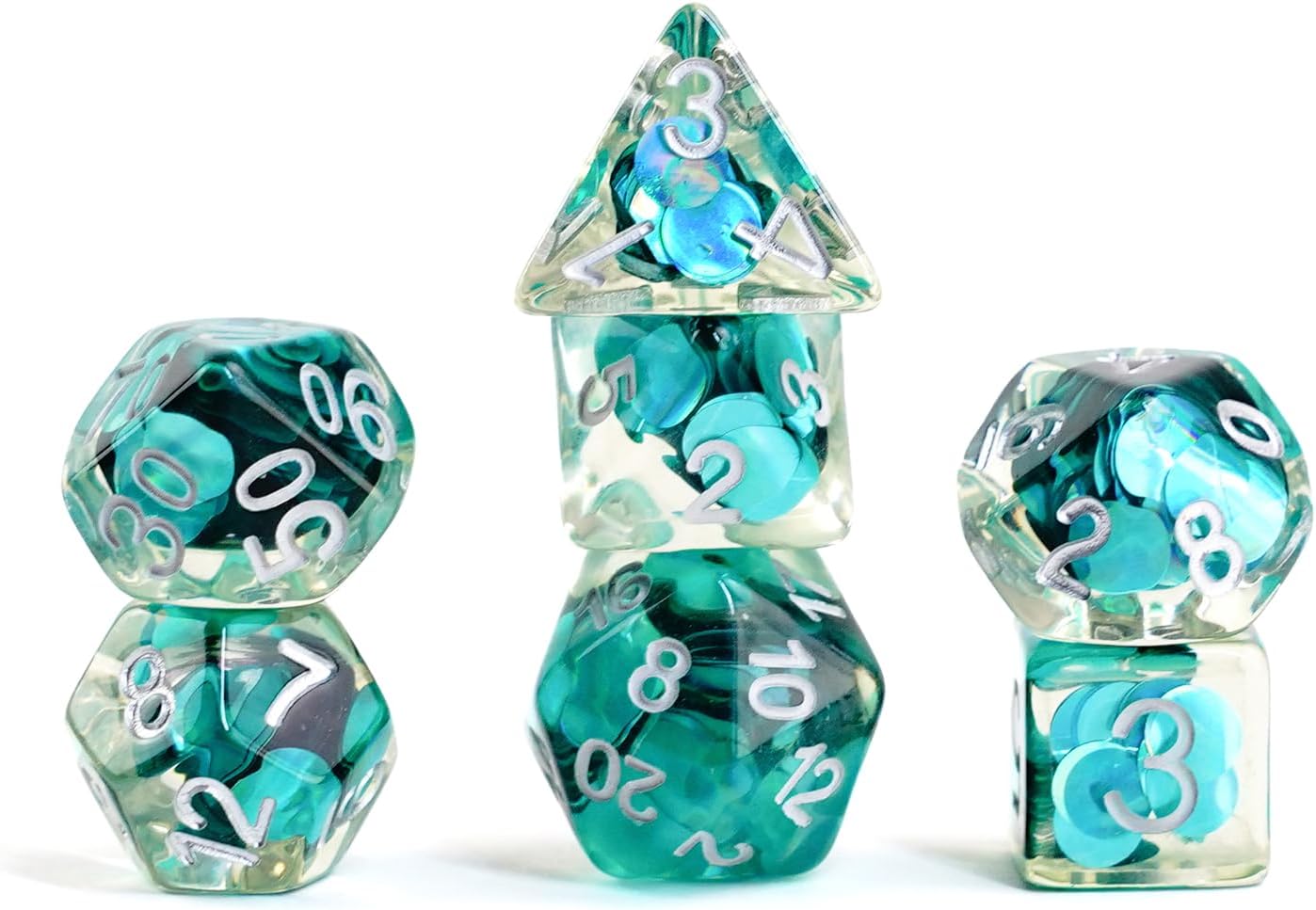 FanRoll 16mm Resin Poly DND Dice Set: Mermaid Scales, Role Playing Game Dice for Dungeons and Dragons