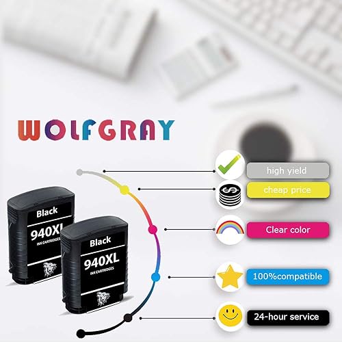 Miniatura 4 de Wolfgray 940 - Cartucho de tinta compatible con HP940 940XL, cabezal de impresión 940 de alto rendimiento para impresora HP Officejet Pro 8000 8500
