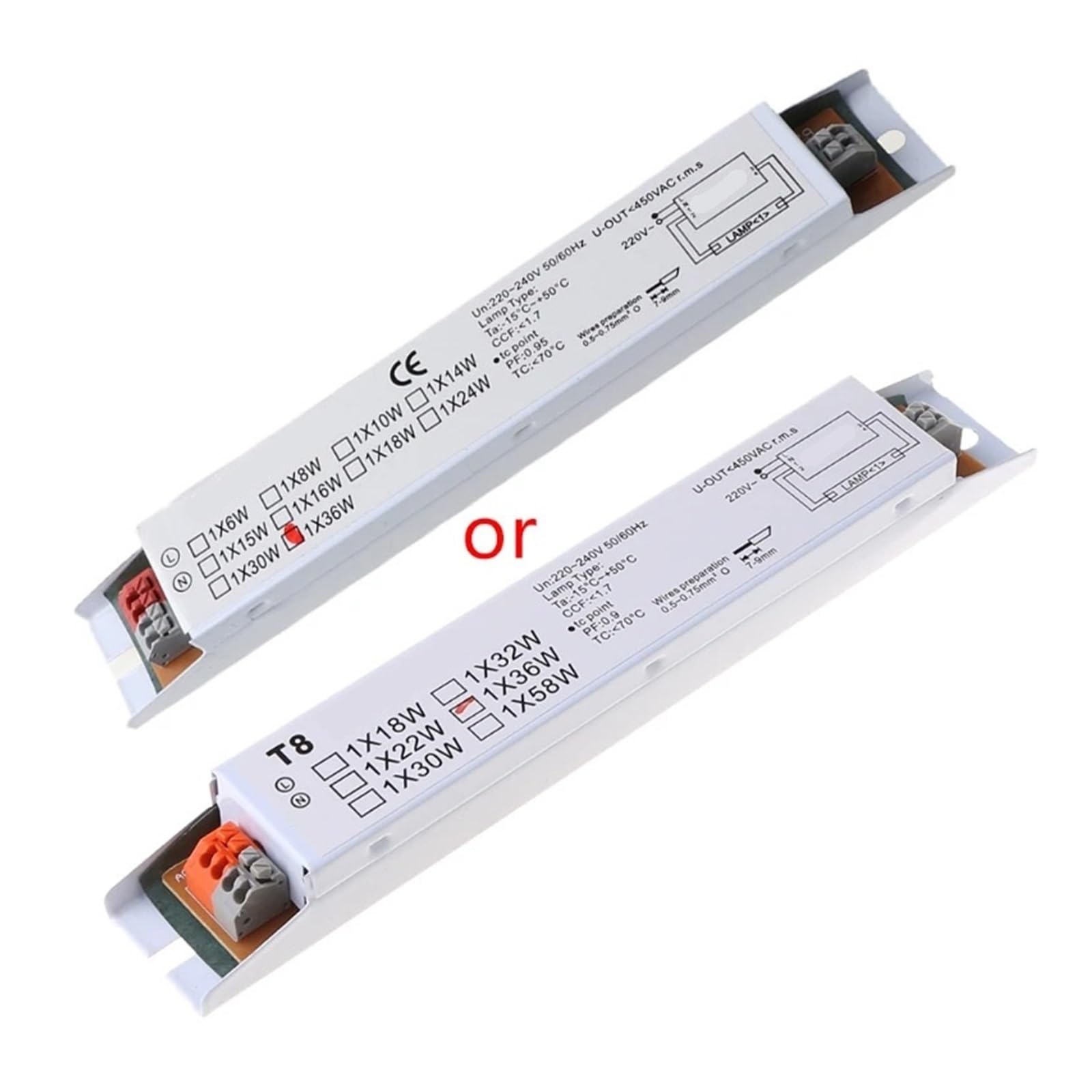 Balasto T8 fluorescente electrónico de 36W para tubo lineal blanco de techo