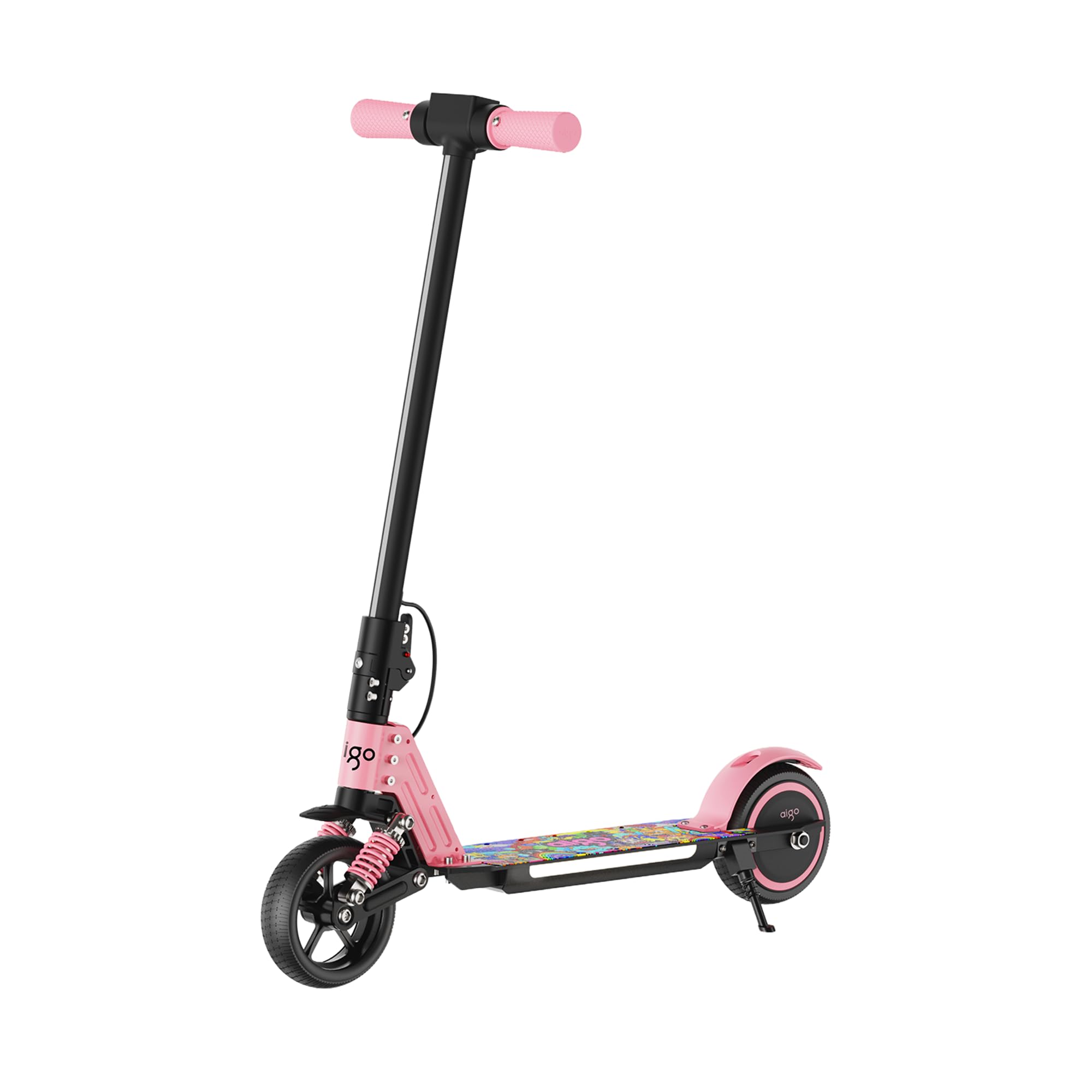 aigo Electric Scooter - Front Suspension Electric Scooter for Kids Max 3-5 Miles Long Range Powerful 130W Motor