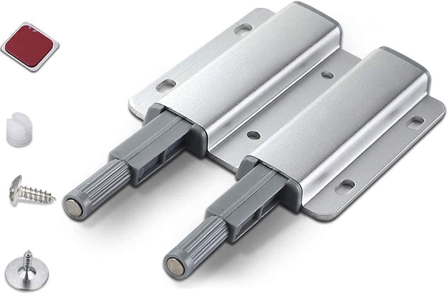 Dual Cabinet Door Push to Open Latch Magnetic Touch Latches for Cabinets Heavy Duty Spring Loaded Magnetic Door Latch for Kitchen Drawer Door Closures 2 Pack
