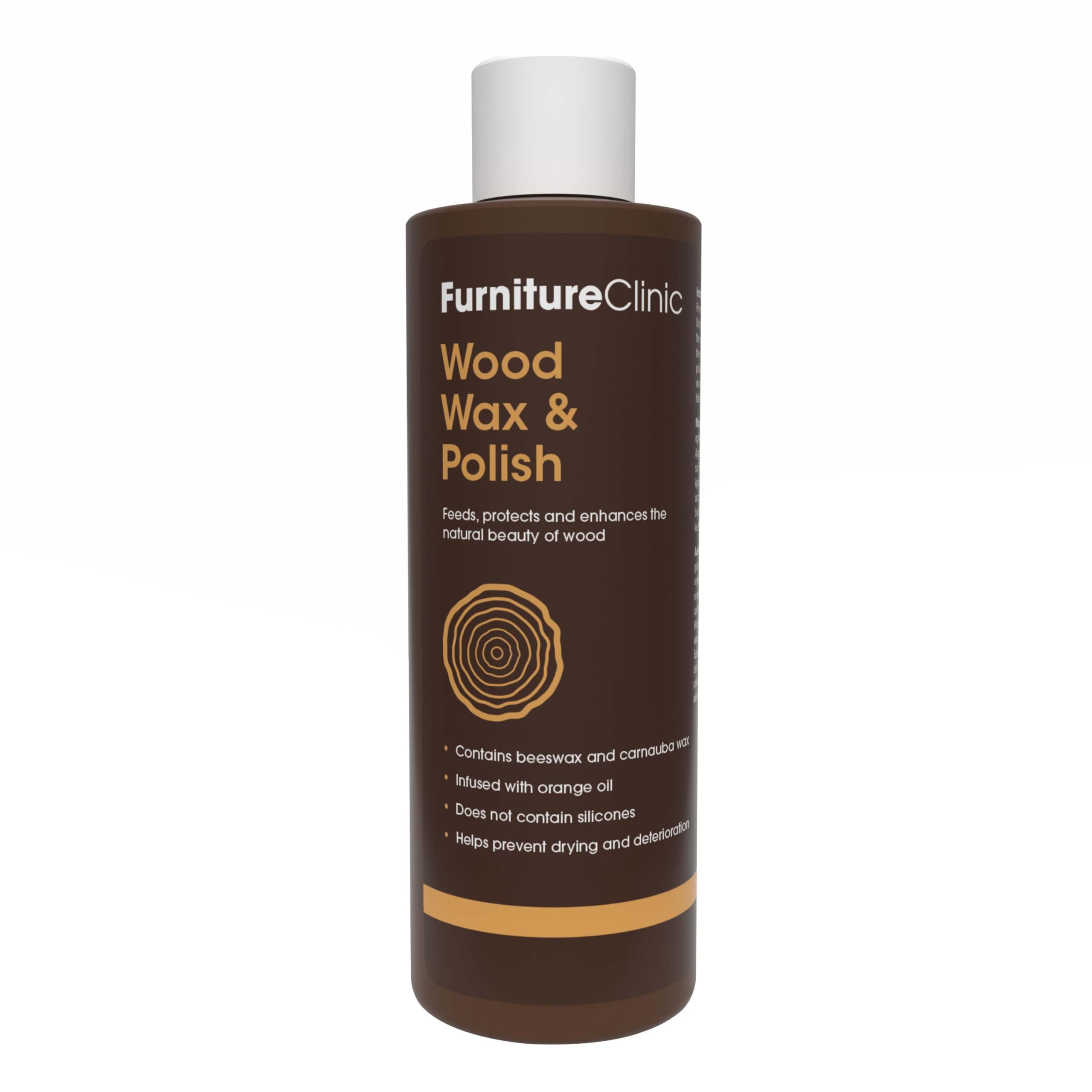 Furniture Clinic Wood Wax & Wood Polish - Orange Scented Polish Great for Finished or Unfinished Wood, All Natural Furniture Polish That Adds a Protective Coating (250 ml)
